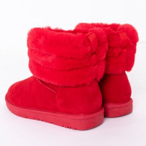 AZALEA WANG COZY MODE FLAT BOOTIE IN RED - Picture 3 of 8